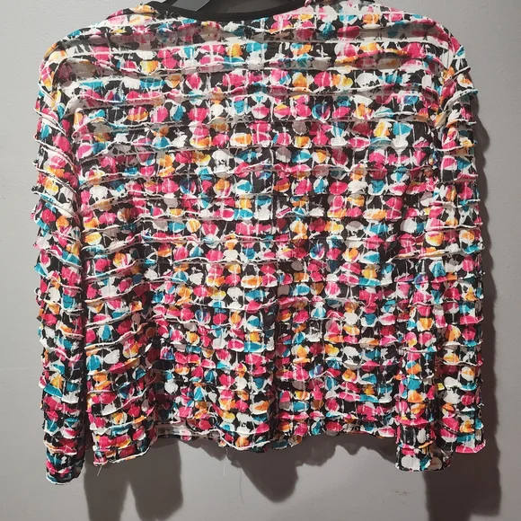 Multicolor Ruffled Cropped Statement Jacket 14/L - Picture 6 of 6